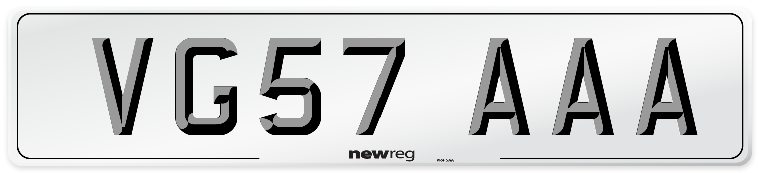 VG57 AAA Number Plate from New Reg